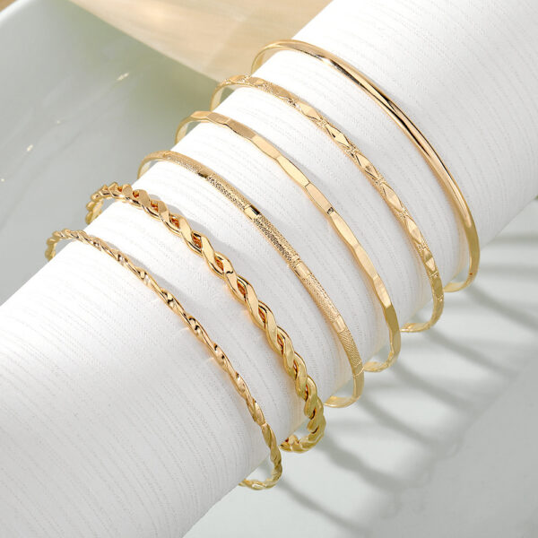 Bohemian Metal Chain Bracelet Set For Women Geometric Gold Color Thick Link Chain  Bangle Female Fashion Jewelry - Image 6